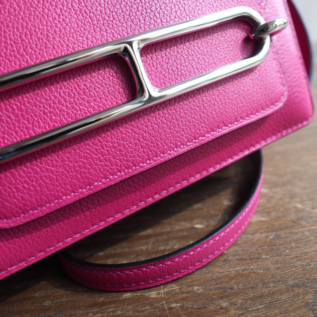 Hermes Roulis 19cm L3/玫瑰紫/Rose purple Evercolor leather Palladium hardware