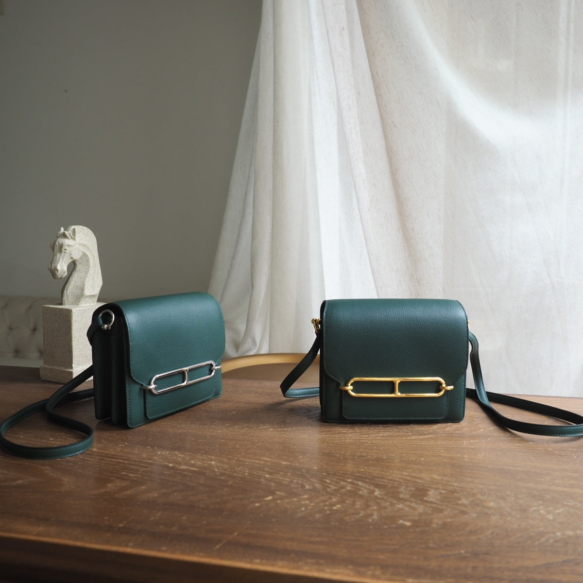Hermes Roulis 19cm 6O/松柏绿/Vert cypres Evercolor leather Gold hardware
