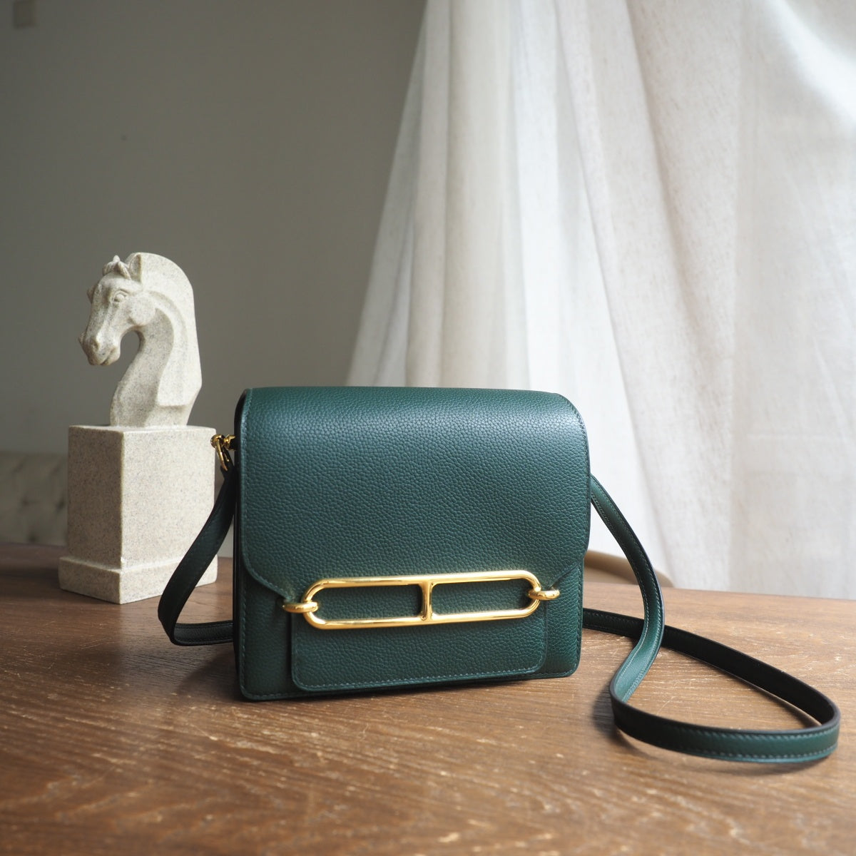 Hermes Roulis 19cm 6O/松柏绿/Vert cypres Evercolor leather Gold hardware