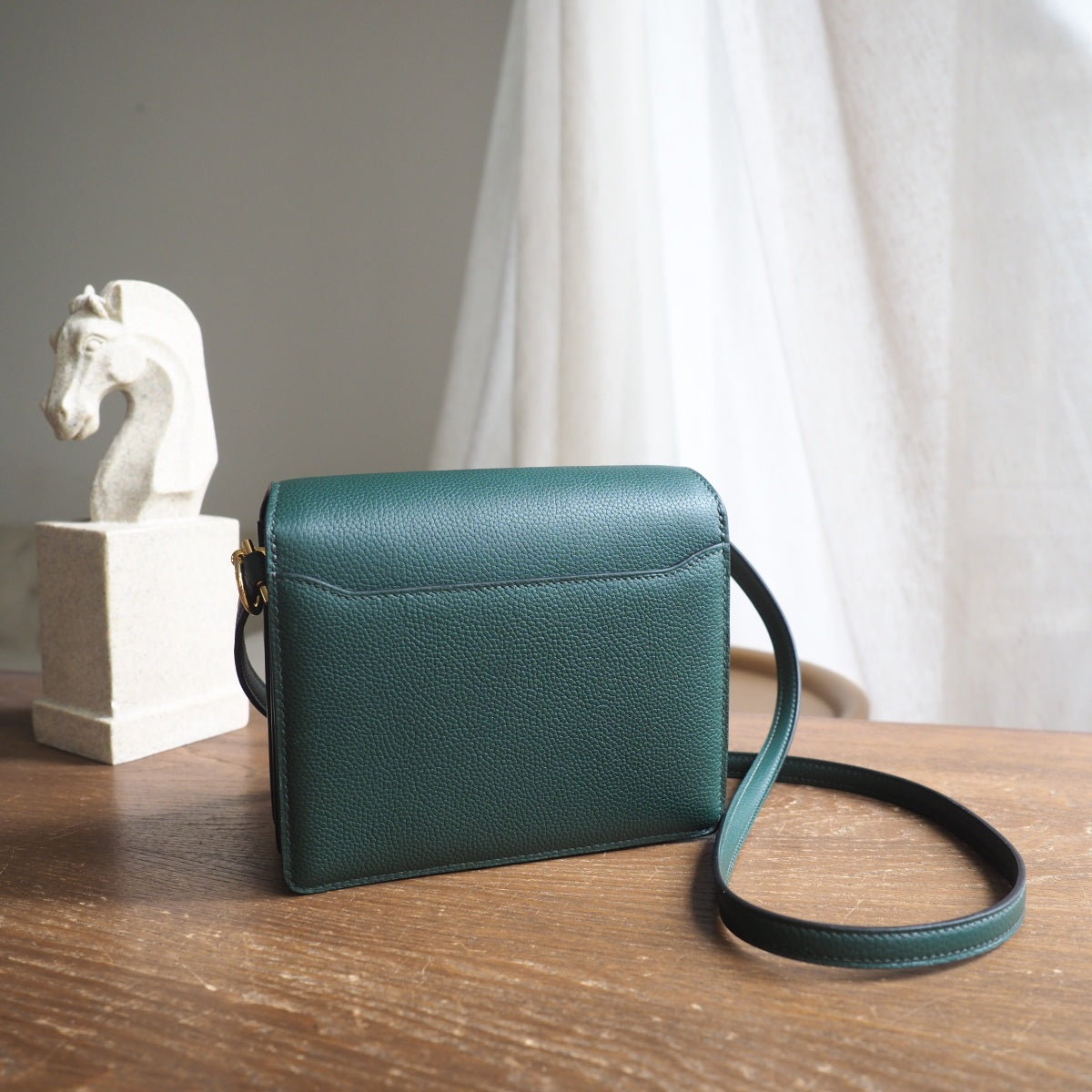 Hermes Roulis 19cm 6O/松柏绿/Vert cypres Evercolor leather Gold hardware