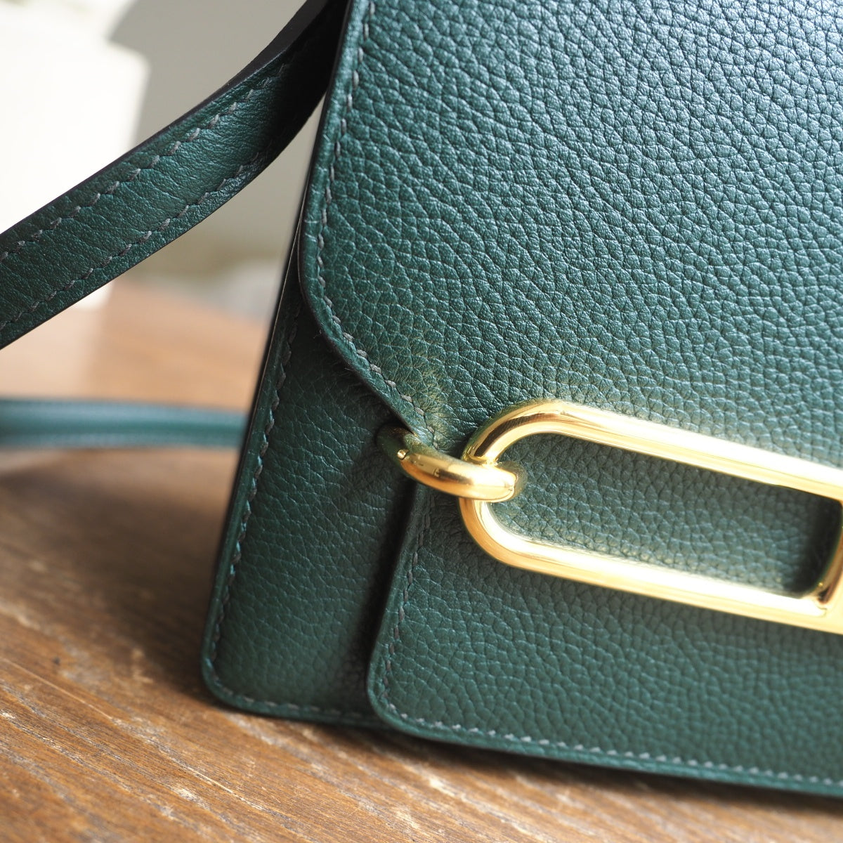 Hermes Roulis 19cm 6O/松柏绿/Vert cypres Evercolor leather Gold hardware
