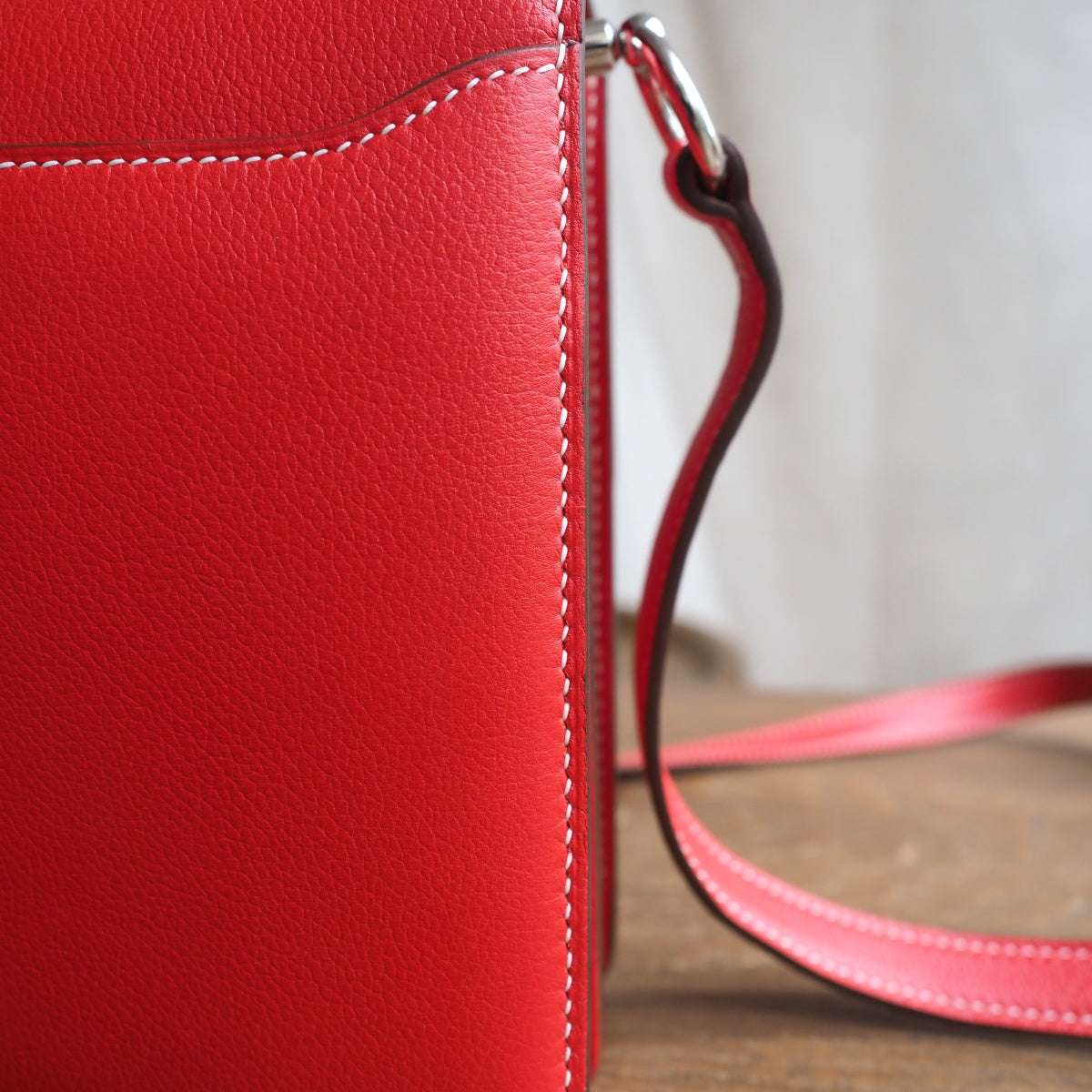 Hermes Roulis 23cm S5/番茄红/Rouge Tomato Evercolor leather Palladium hardware