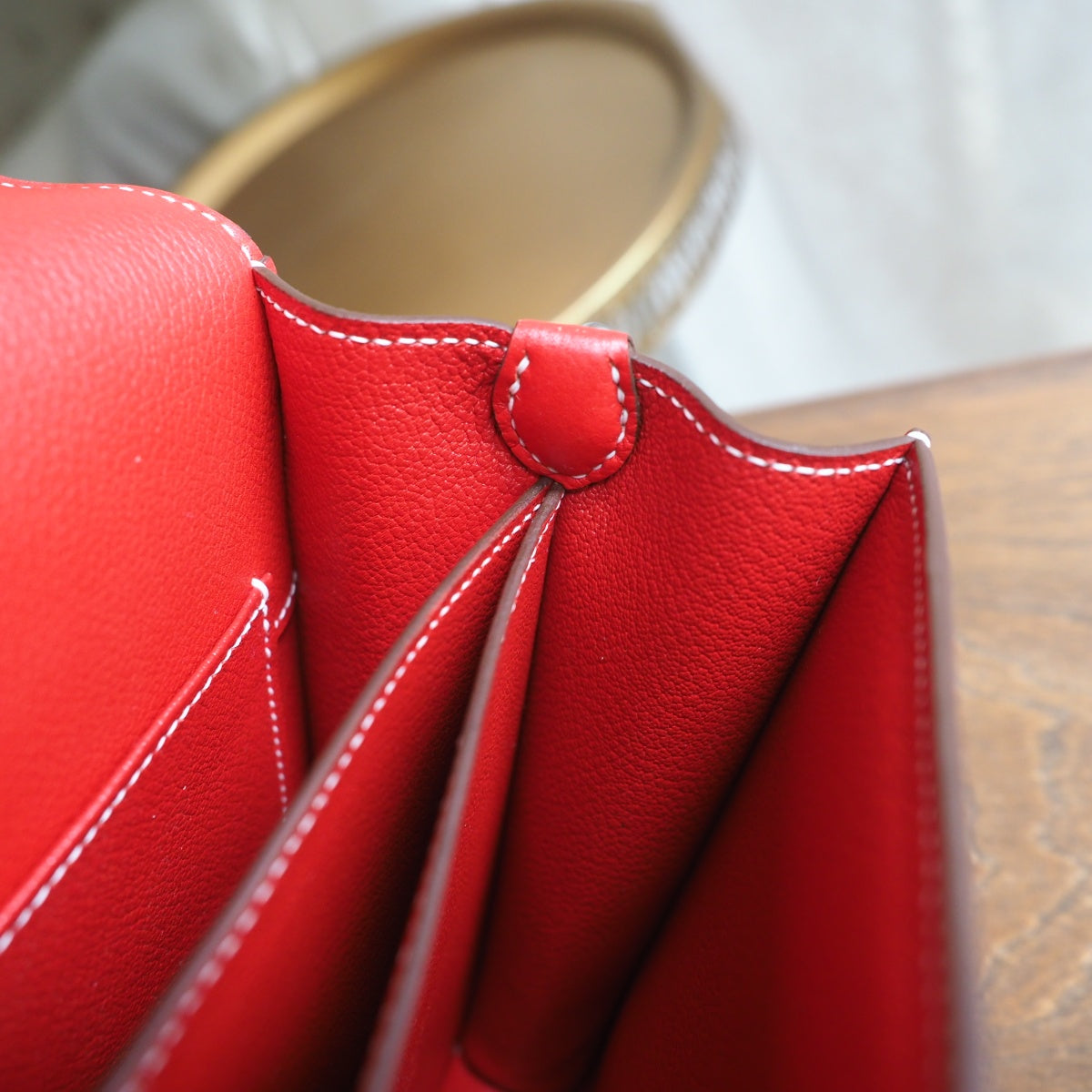 Hermes Roulis 23cm S5/番茄红/Rouge Tomato Evercolor leather Palladium hardware