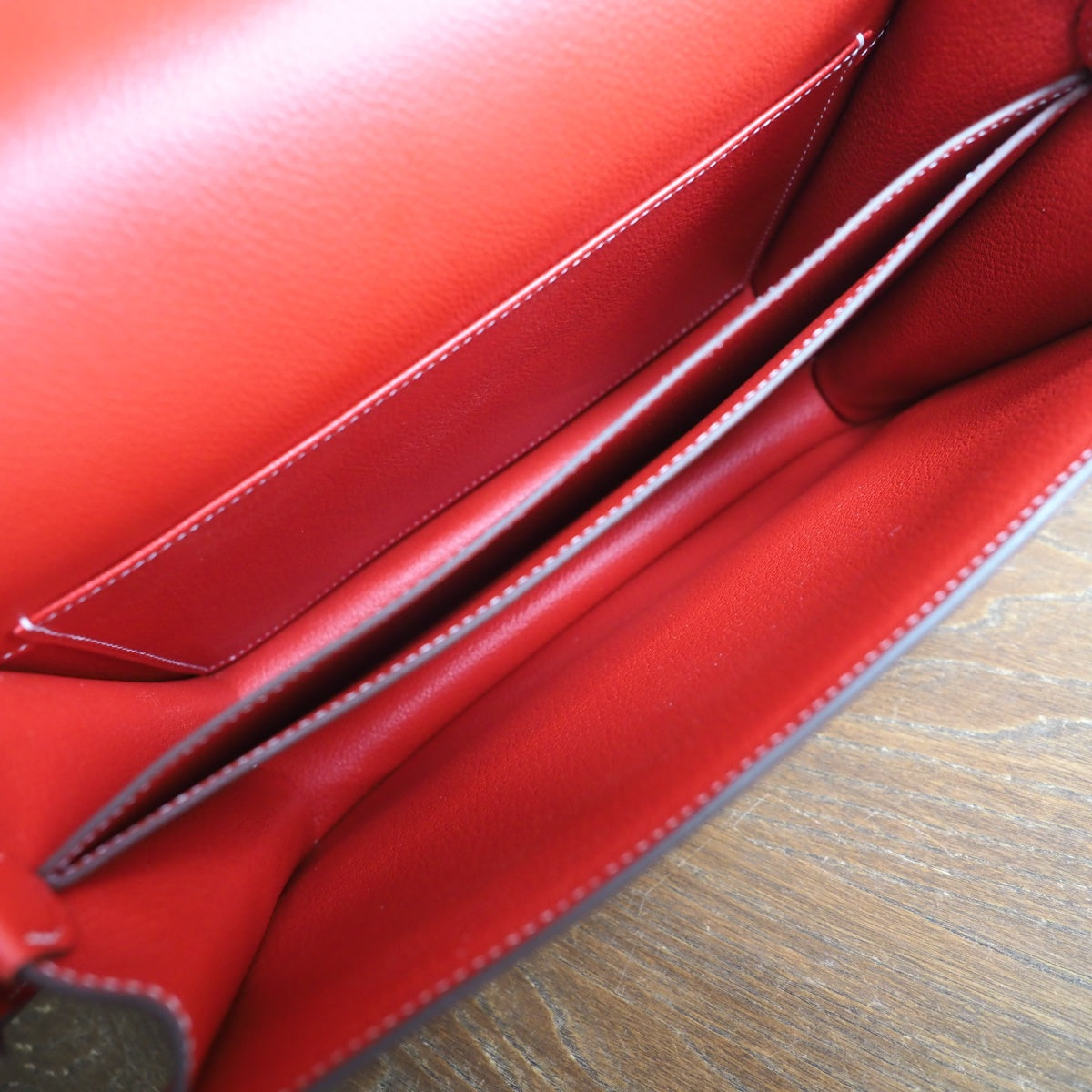 Hermes Roulis 23cm S5/番茄红/Rouge Tomato Evercolor leather Palladium hardware