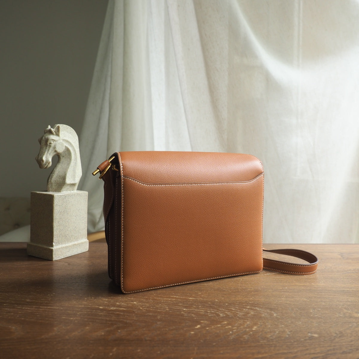 Hermes Roulis 23cm 37/金棕色/Gold Evercolor leather Gold hardware