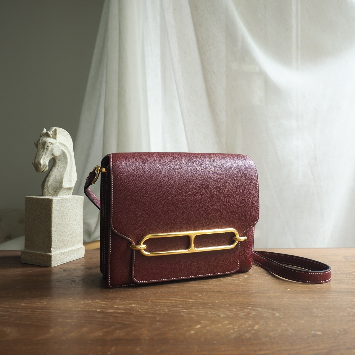 Hermes Roulis 23cm K1/石榴红/Rouge Grenat Evercolor leather Gold hardware