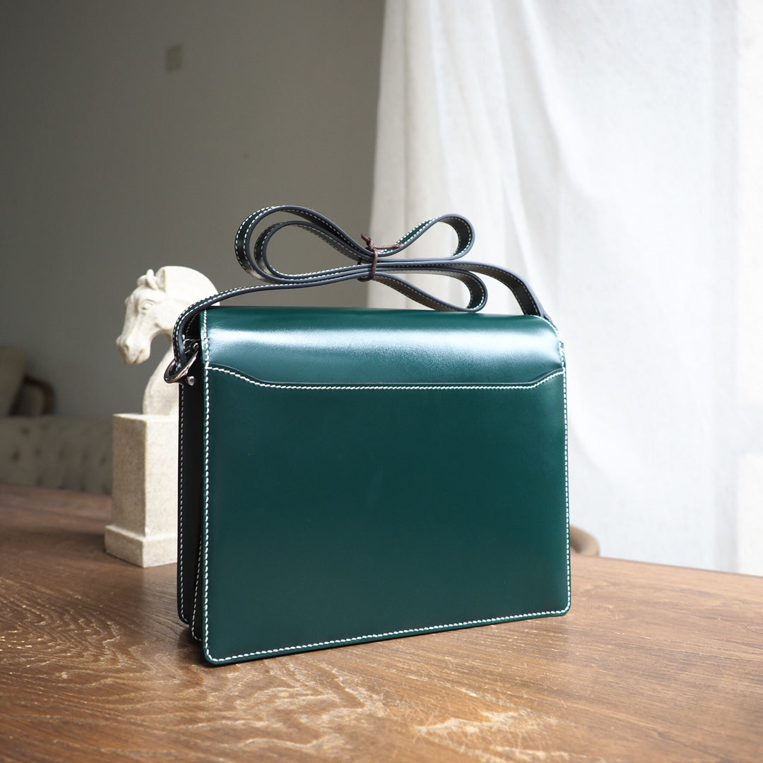 Hermes Roulis 23cm 2Q/英国绿/Vert anglais Box leather Palladium hardware
