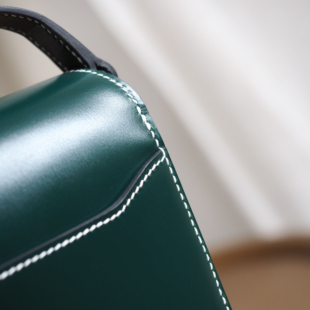Hermes Roulis 23cm 2Q/英国绿/Vert anglais Box leather Palladium hardware