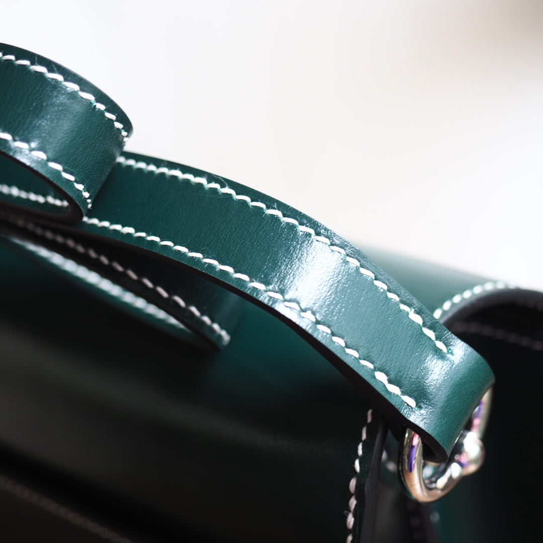 Hermes Roulis 23cm 2Q/英国绿/Vert anglais Box leather Palladium hardware