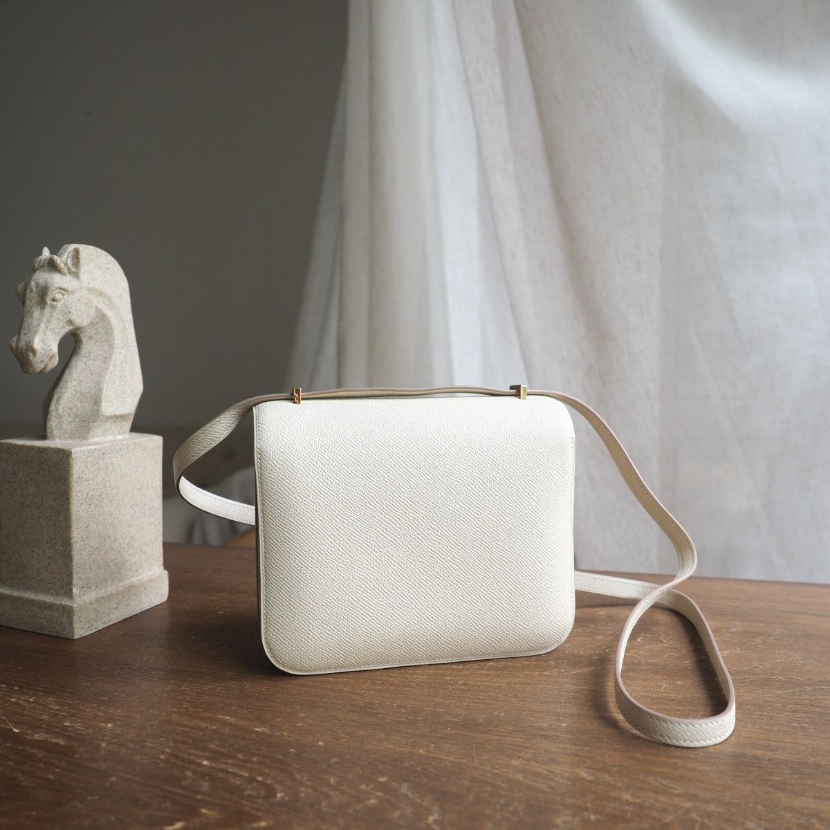 Hermes Constance 19cm 10/奶昔白/Craie Epsom leather Rose Gold hardware