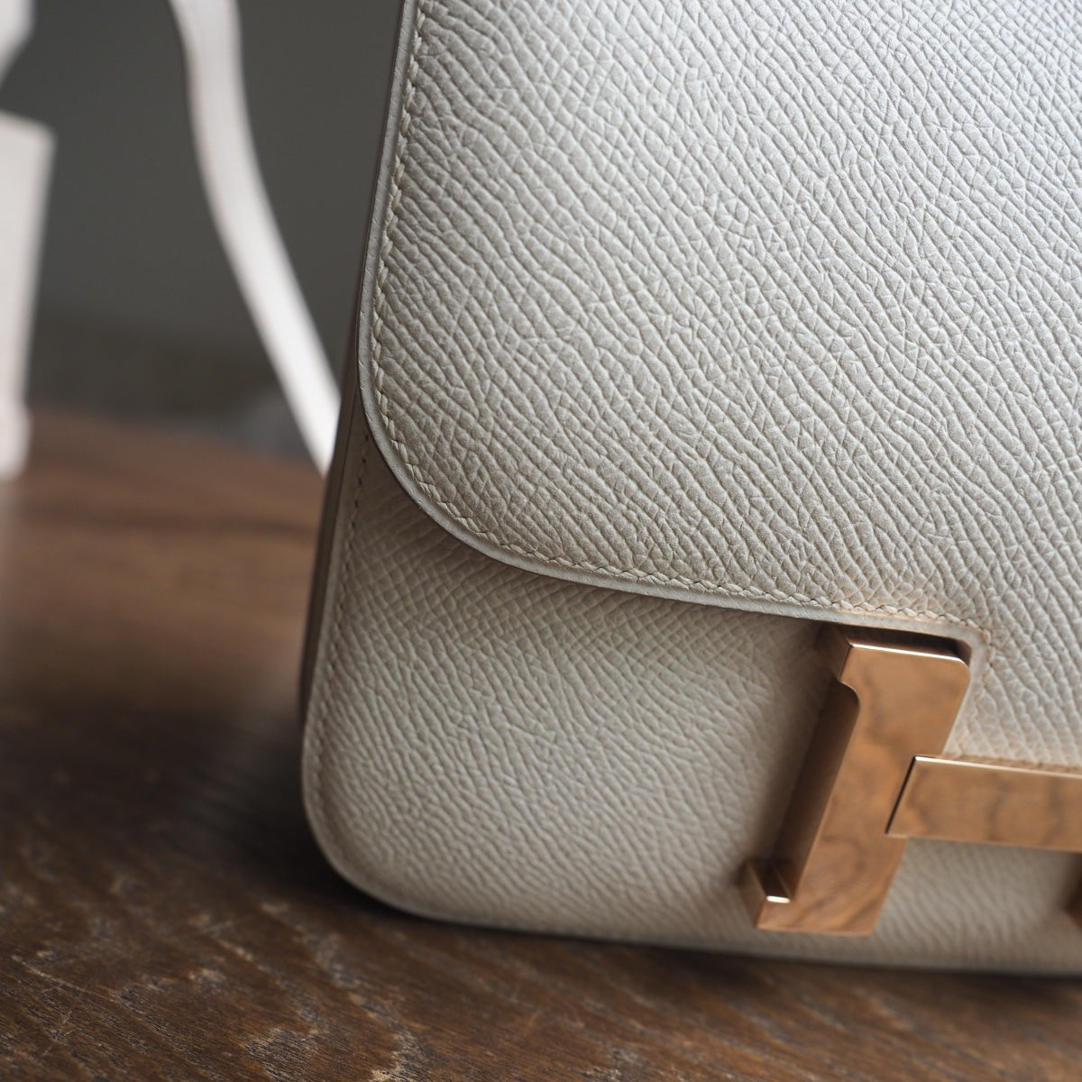Hermes Constance 19cm 10/奶昔白/Craie Epsom leather Rose Gold hardware