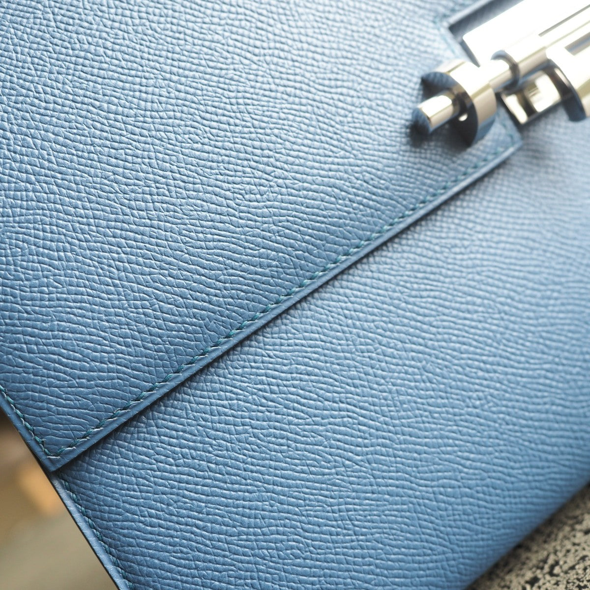 Hermes Verrou 21cm 7E/明蓝色/Blue Brighton Epsom leather Palladium hardware