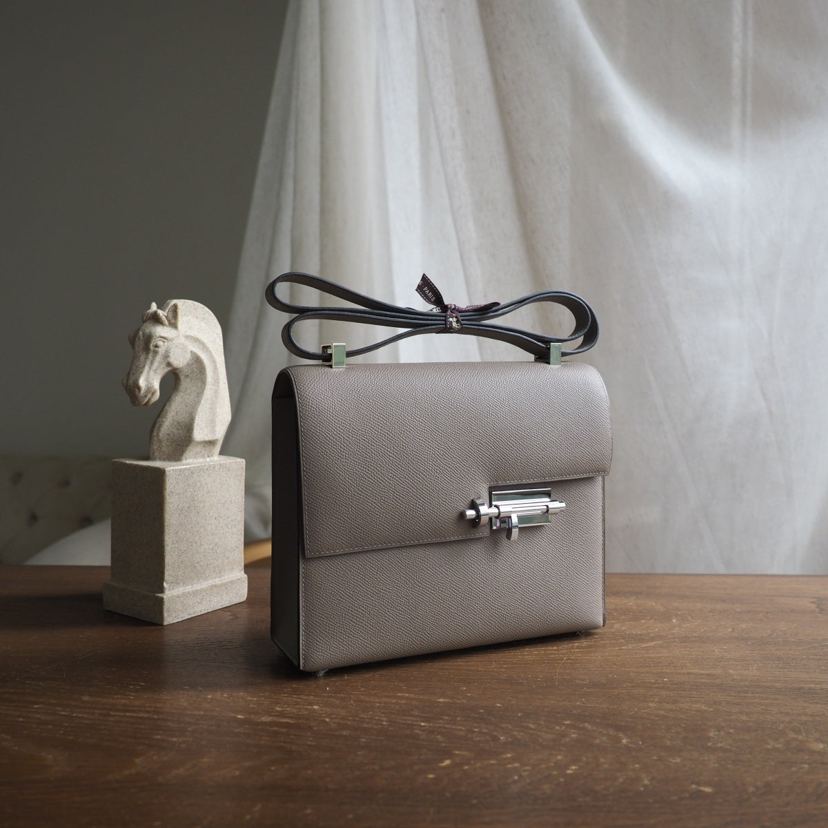 Hermes Verrou 21cm M8/沥青灰/Gris AsPhalte Epsom leather Palladium hardware