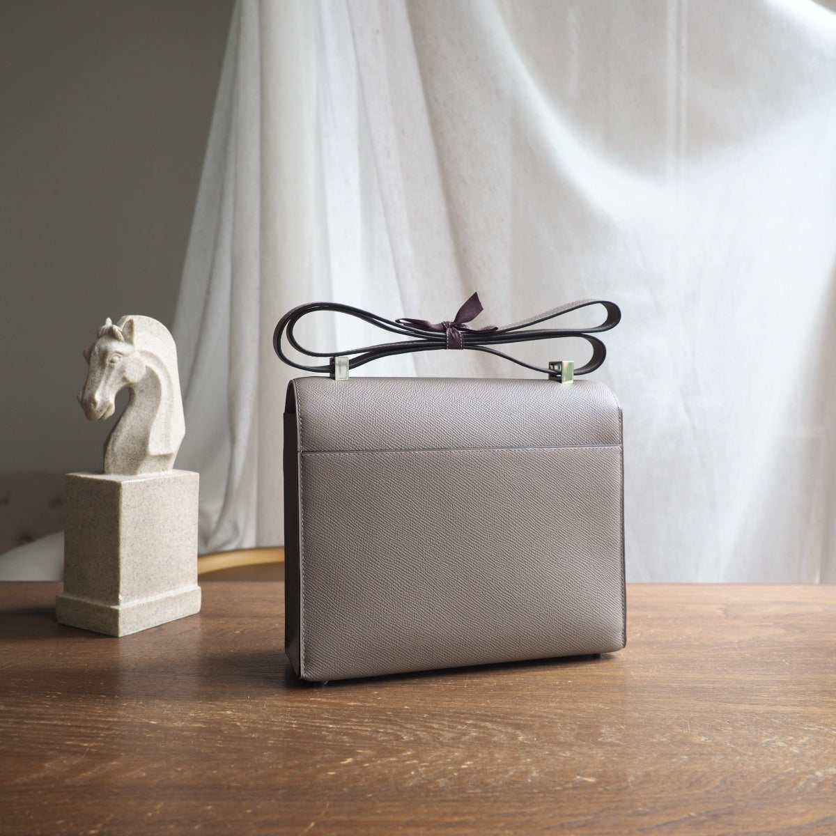 Hermes Verrou 21cm M8/沥青灰/Gris AsPhalte Epsom leather Palladium hardware