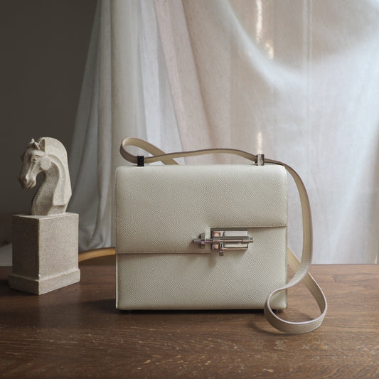 Hermes Verrou 21cm 10/奶昔白/Craie Epsom leather Palladium hardware
