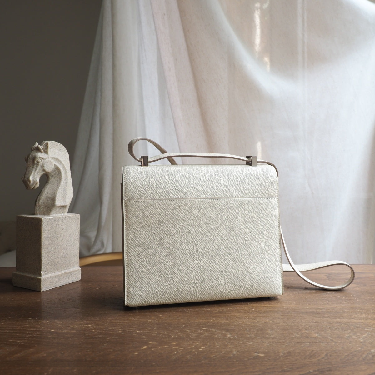 Hermes Verrou 21cm 10/奶昔白/Craie Epsom leather Palladium hardware