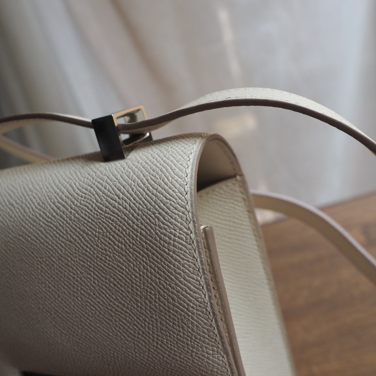 Hermes Verrou 21cm 10/奶昔白/Craie Epsom leather Palladium hardware