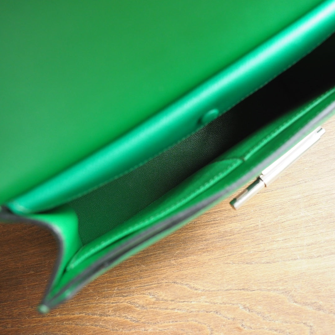 Hermes Verrou 21cm U4/丝绒绿/Vert vertigo Epsom leather Palladium hardware