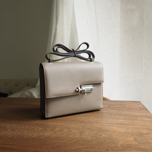 Hermes Verrou 21cm M8/沥青灰/Gris AsPhalte Epsom leather Palladium hardware