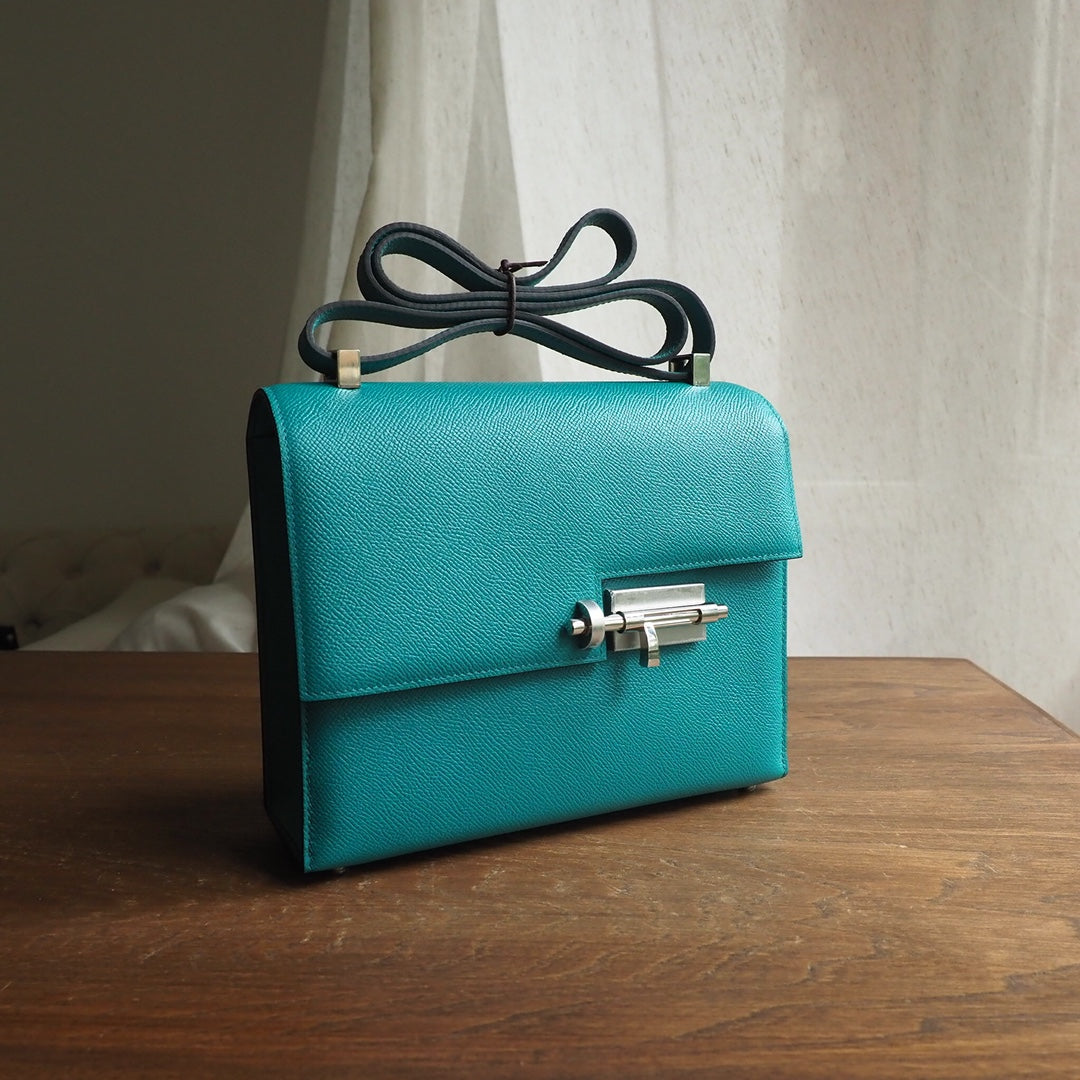 Hermes Verrou 21cm 7F/孔雀蓝/Blue paone Epsom leather Palladium hardware