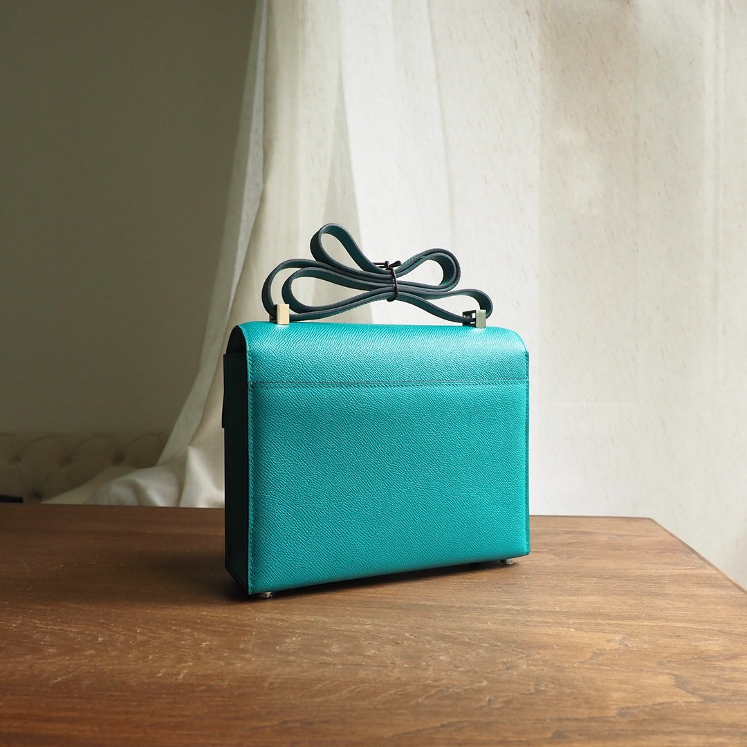 Hermes Verrou 21cm 7F/孔雀蓝/Blue paone Epsom leather Palladium hardware