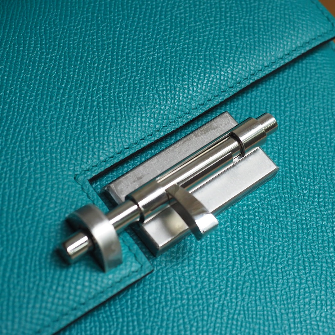 Hermes Verrou 21cm 7F/孔雀蓝/Blue paone Epsom leather Palladium hardware