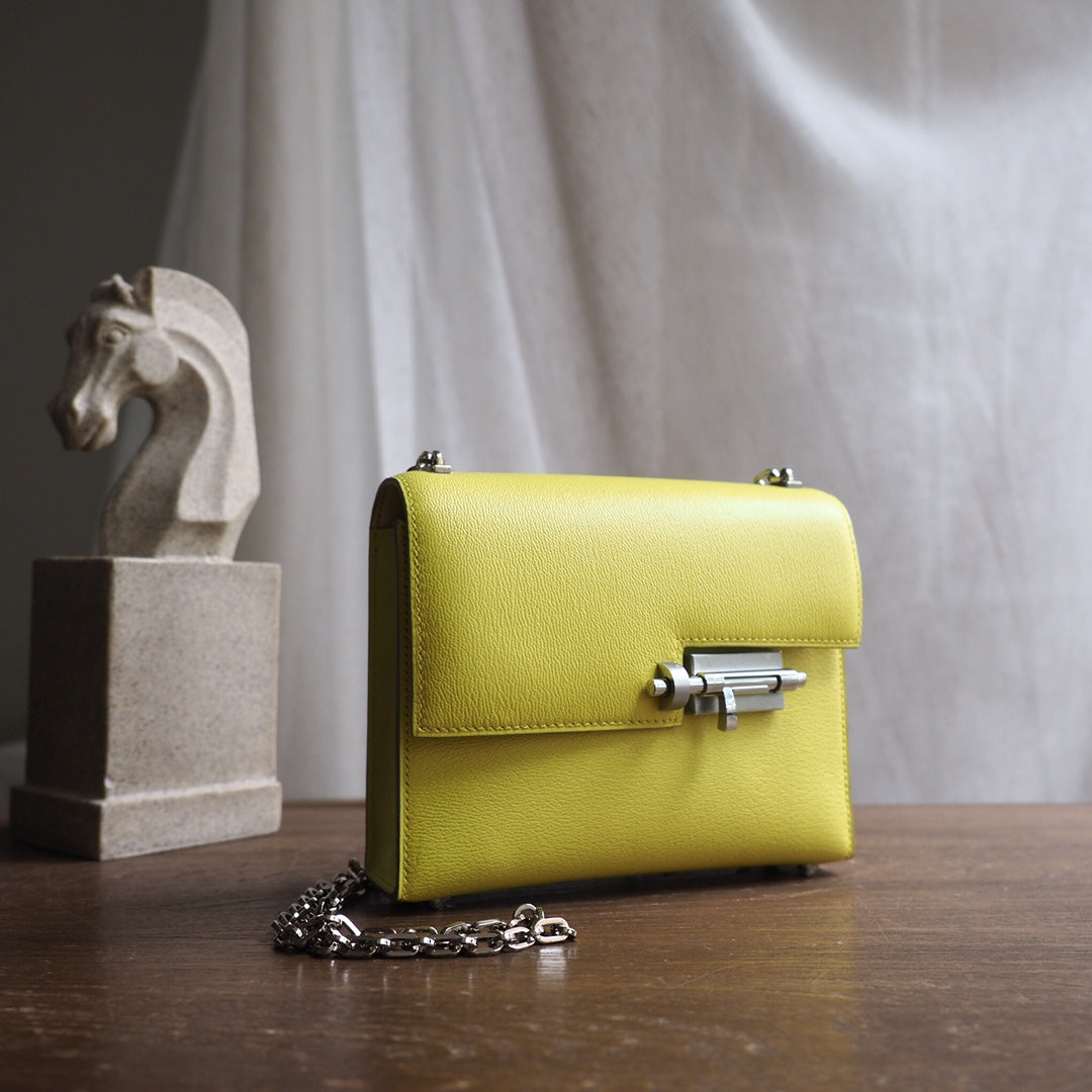 Hermes Verrou 19cm 9R/柠檬黄/Lime Chevre leather Palladium hardware