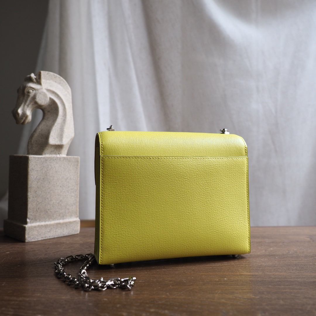 Hermes Verrou 19cm 9R/柠檬黄/Lime Chevre leather Palladium hardware
