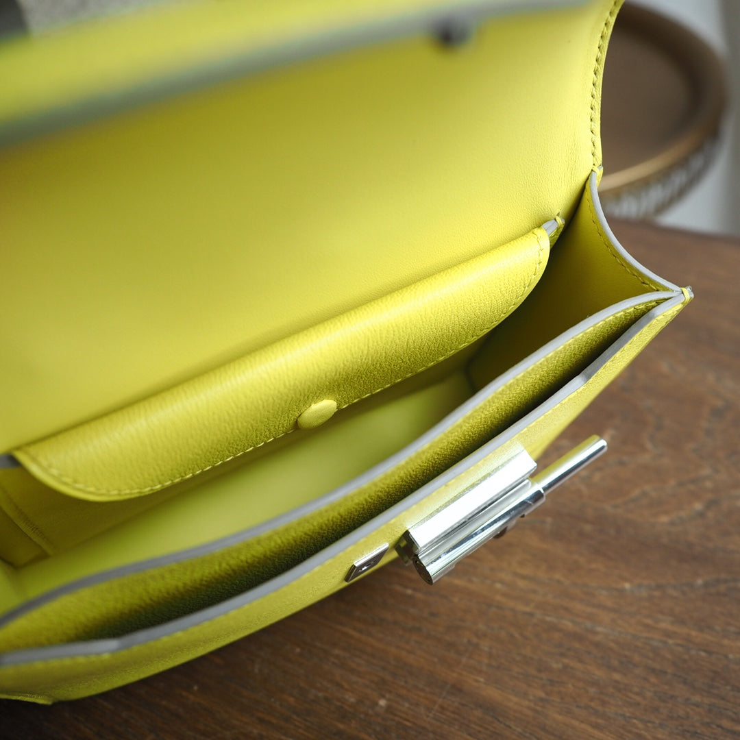 Hermes Verrou 19cm 9R/柠檬黄/Lime Chevre leather Palladium hardware