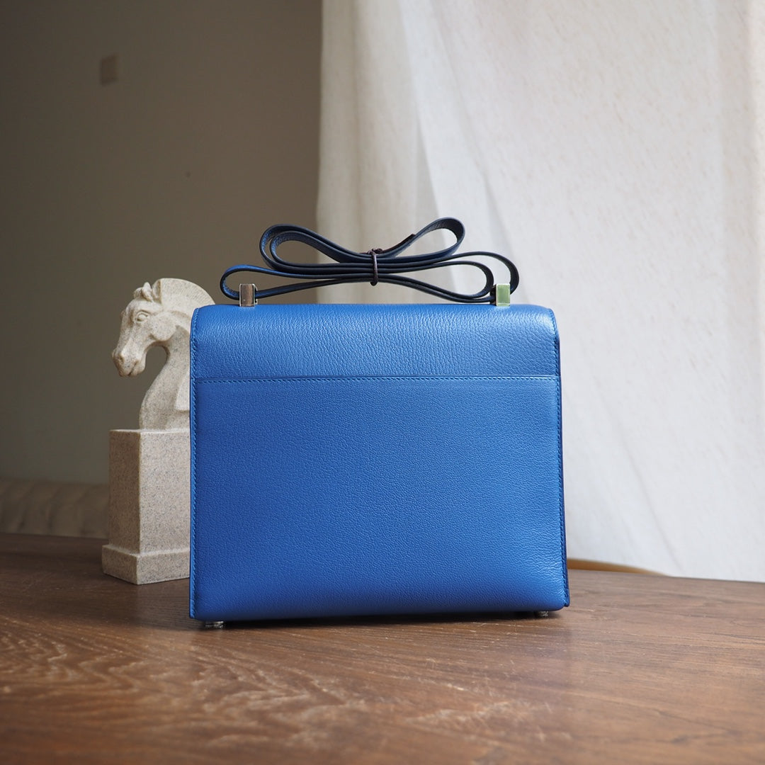 Hermes Verrou 19cm R2/玛瑙蓝/Blue agate Chevre leather Palladium hardware