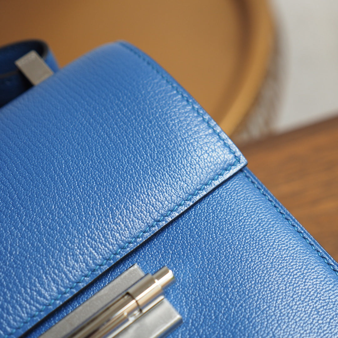Hermes Verrou 19cm R2/玛瑙蓝/Blue agate Chevre leather Palladium hardware