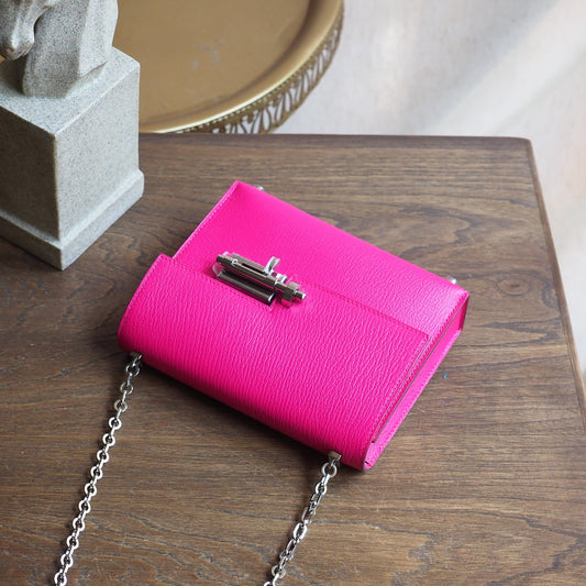 Hermes Verrou 19cm L3/玫瑰紫/Rose purple Chevre leather Palladium hardware