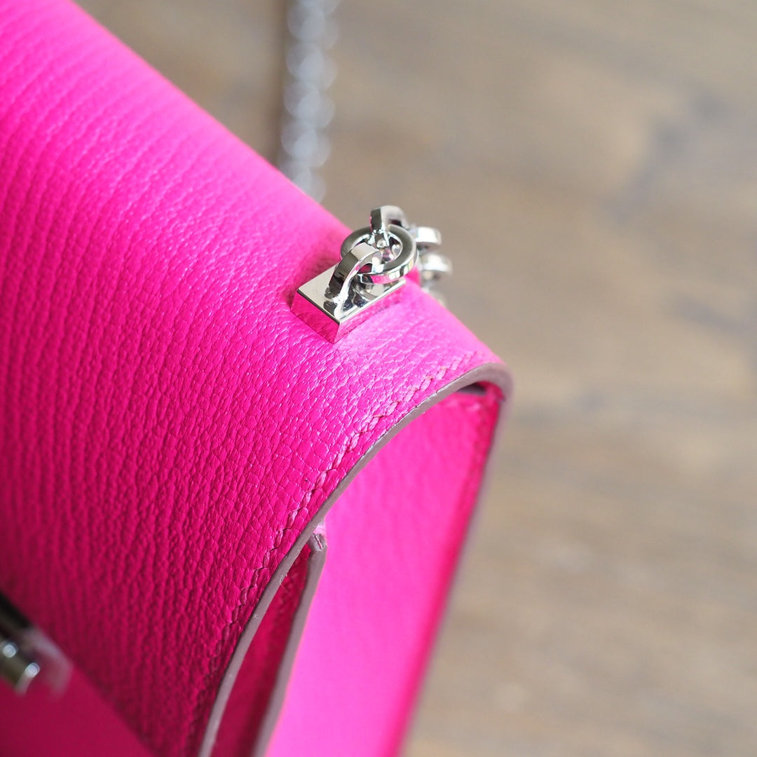 Hermes Verrou 19cm L3/玫瑰紫/Rose purple Chevre leather Palladium hardware