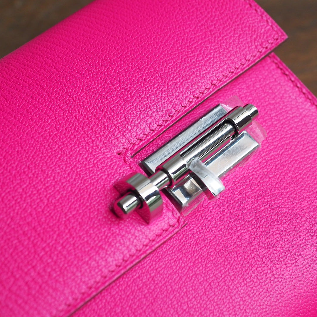 Hermes Verrou 19cm L3/玫瑰紫/Rose purple Chevre leather Palladium hardware