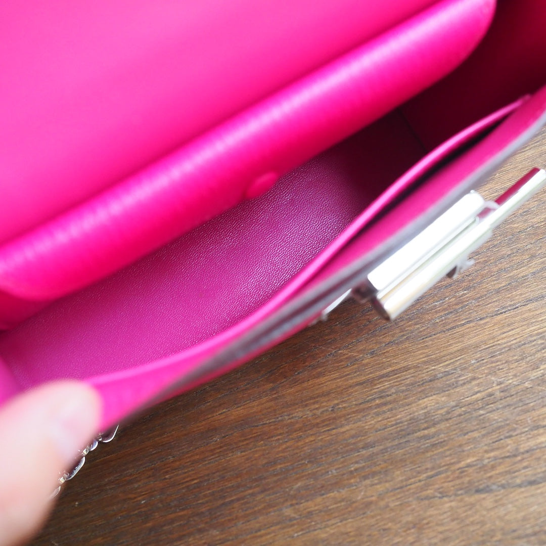 Hermes Verrou 19cm L3/玫瑰紫/Rose purple Chevre leather Palladium hardware