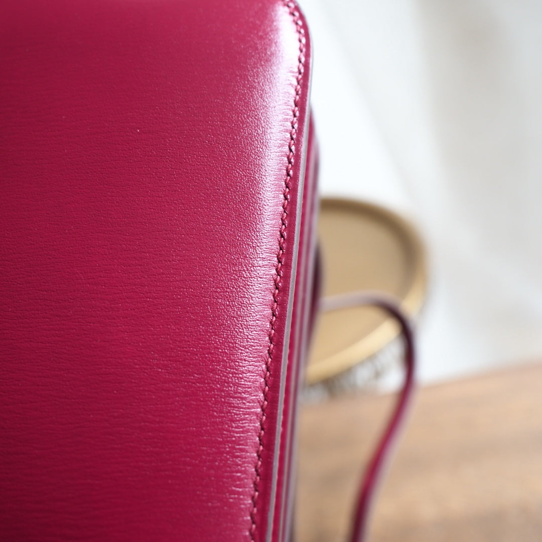 Hermes Constance 19cm B5/宝石红/Ruby Box leather Gold hardware