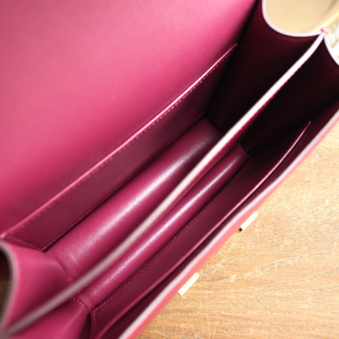 Hermes Constance 19cm B5/宝石红/Ruby Box leather Gold hardware